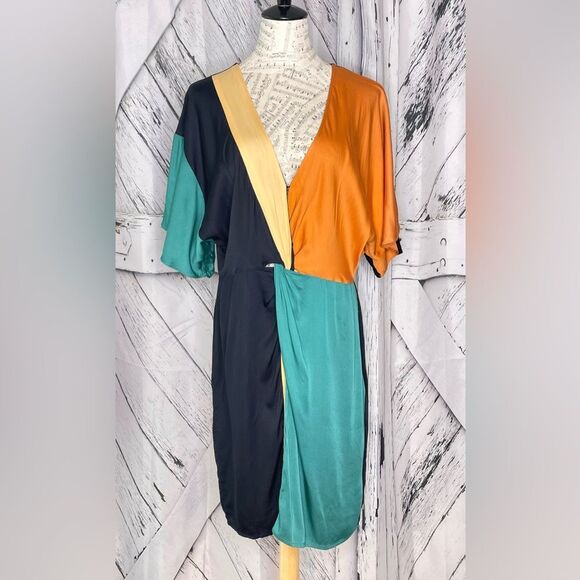Anthropologie Let Me Be Color Block Dress Large - Picture 2 of 11